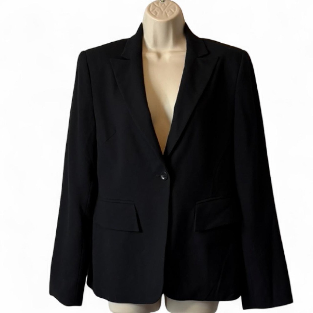Vintage Y2K Banana Republic Black Wool Blend Tailored Blazer, Women's Size 8 - Picture 2 of 8